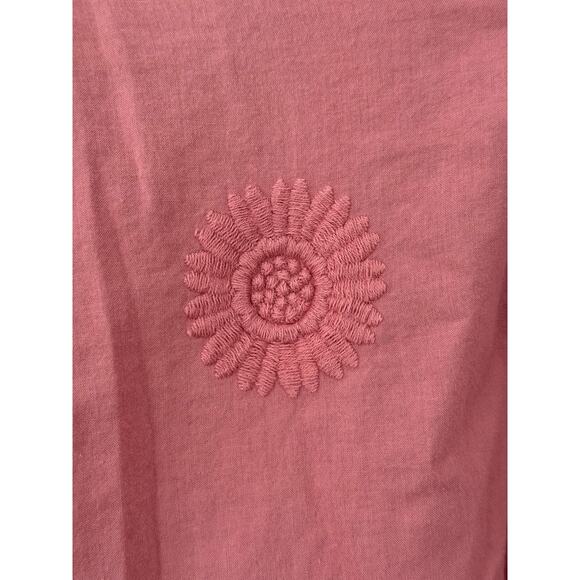 Isabella Sinclair Anthropologie Sunflower Embroidered Blouse Top Pink Medium - Picture 6 of 9